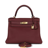 Hermes Kelly Retourne 28 Rouge H Togo Gold Hardware