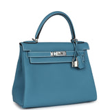 Hermes Kelly Retourne 28 Blue Jean Togo Palladium Hardware