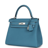 Hermes Kelly Retourne 28 Blue Jean Togo Palladium Hardware