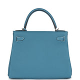 Hermes Kelly Retourne 28 Blue Jean Togo Palladium Hardware