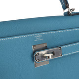 Hermes Kelly Retourne 28 Blue Jean Togo Palladium Hardware