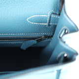 Hermes Kelly Retourne 28 Blue Jean Togo Palladium Hardware