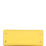 Pre-owned Hermes Kelly Sellier 25 Jaune De Naples Epsom Palladium Hardware