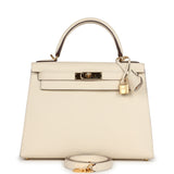 Pre-owned Hermes Kelly Sellier 28 Nata Epsom Gold Hardware