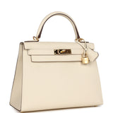 Pre-owned Hermes Kelly Sellier 28 Nata Epsom Gold Hardware