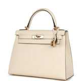 Pre-owned Hermes Kelly Sellier 28 Nata Epsom Gold Hardware