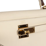 Pre-owned Hermes Kelly Sellier 28 Nata Epsom Gold Hardware