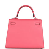 Pre-owned Hermes Kelly Sellier 25 Rose Azalee Epsom Palladium Hardware