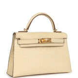 Hermes Kelly Sellier 20 Vanille Matte Alligator Gold Hardware