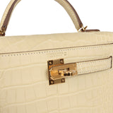 Hermes Kelly Sellier 20 Vanille Matte Alligator Gold Hardware