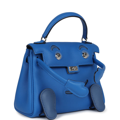 Hermes "Quelle Idolle" Kelly Doll Bleu Zellige and Bleu Agate Swift Palladium Hardware