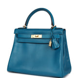 Hermes Kelly Retourne 28 Bleu Izmir Tadelakt Gold Hardware