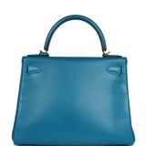 Hermes Kelly Retourne 28 Bleu Izmir Tadelakt Gold Hardware