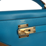 Hermes Kelly Retourne 28 Bleu Izmir Tadelakt Gold Hardware