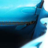 Hermes Kelly Retourne 28 Bleu Izmir Tadelakt Gold Hardware