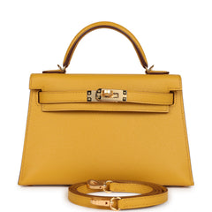 Hermes Kelly Sellier 20 Jaune Ambre Epsom Gold Hardware