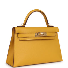Hermes Kelly Sellier 20 Jaune Ambre Epsom Gold Hardware
