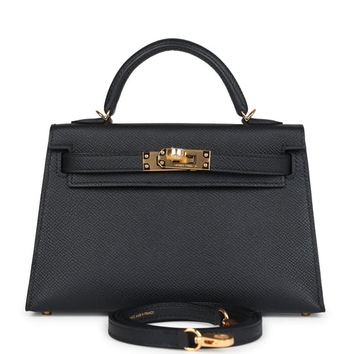 Hermes Kelly Sellier 20 Black Epsom Gold Hardware