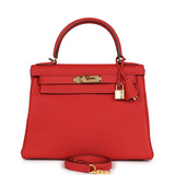 Hermes Kelly Retourne 28 Geranium Togo Gold Hardware