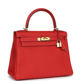 Hermes Kelly Retourne 28 Geranium Togo Gold Hardware