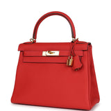 Hermes Kelly Retourne 28 Geranium Togo Gold Hardware