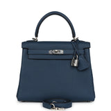 Hermes Kelly Retourne 25 Bleu De Prusse Togo Palladium Hardware