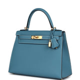 Hermes Kelly Sellier 28 Blue Jean Epsom Gold Hardware