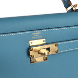 Hermes Kelly Sellier 28 Blue Jean Epsom Gold Hardware