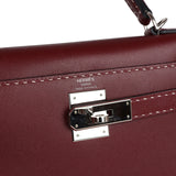 Pre-owned Hermes "Miss You" Kelly Sellier 28 Rouge H Monsieur Palladium Hardware