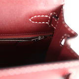 Pre-owned Hermes "Miss You" Kelly Sellier 28 Rouge H Monsieur Palladium Hardware