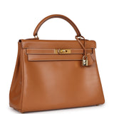 Vintage Hermes Kelly Retourne 32 Naturel Sable Chamonix Gold Hardware