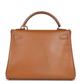 Vintage Hermes Kelly Retourne 32 Naturel Sable Chamonix Gold Hardware