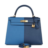 Hermes Kelly Sellier 28 Casaque Deep Bleu and Mykonos Epsom Gold Hardware