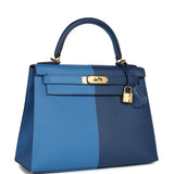 Hermes Kelly Sellier 28 Casaque Deep Bleu and Mykonos Epsom Gold Hardware