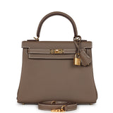 Hermes Kelly Retourne 25 Etoupe Togo Gold Hardware