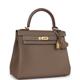 Hermes Kelly Retourne 25 Etoupe Togo Gold Hardware