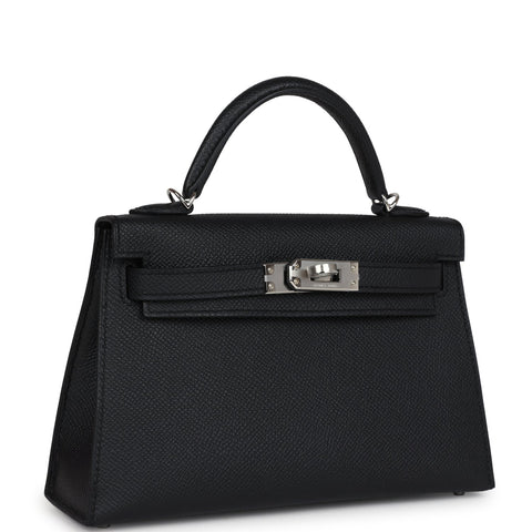 Hermes Kelly Sellier 20 Black Epsom Palladium Hardware