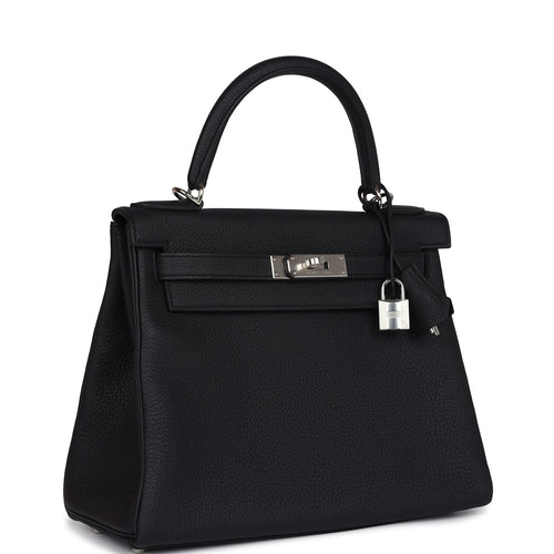 Hermes Kelly Retourne 28 Black Togo Palladium Hardware