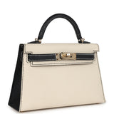 Hermes Special Order (HSS) Kelly Sellier 20 Craie and Black Epsom Permabrass Hardware