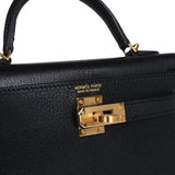 Hermes Kelly Sellier 20 Black Chevre Mysore Gold Hardware