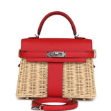 Hermes Mini Picnic Kelly 20 Rouge De Coeur Swift Palladium Hardware