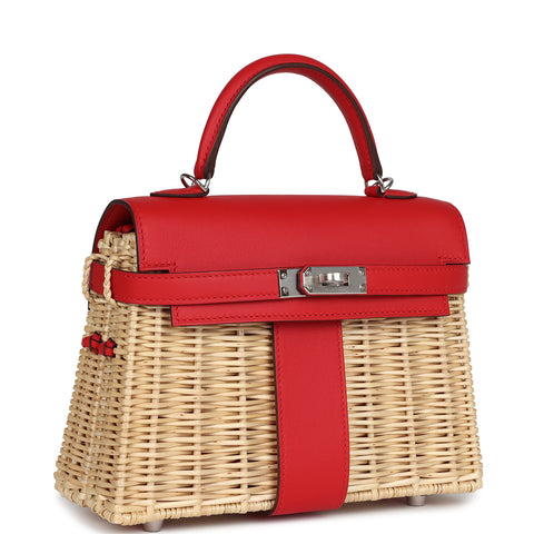 Hermes Mini Picnic Kelly 20 Rouge De Coeur Swift Palladium Hardware