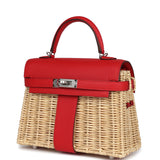 Hermes Mini Picnic Kelly 20 Rouge De Coeur Swift Palladium Hardware