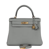 Hermes Kelly Retourne 28 Gris Mouette Togo Gold Hardware