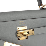 Hermes Kelly Retourne 28 Gris Mouette Togo Gold Hardware