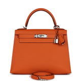 Hermes Kelly Sellier 28 Orange Epsom Palladium Hardware