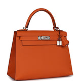 Hermes Kelly Sellier 28 Orange Epsom Palladium Hardware