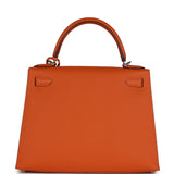 Hermes Kelly Sellier 28 Orange Epsom Palladium Hardware