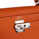 Hermes Kelly Sellier 28 Orange Epsom Palladium Hardware