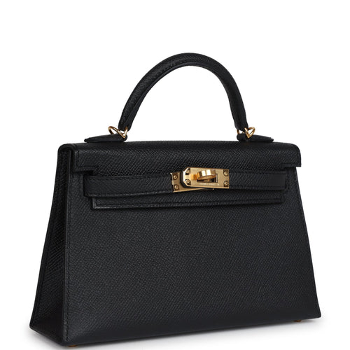 Hermes Kelly Sellier 20 Black Epsom Gold Hardware
